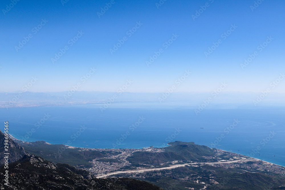 View of the Mediterranean Sea from Tahtali Mountain. Kemer, Turkey.
