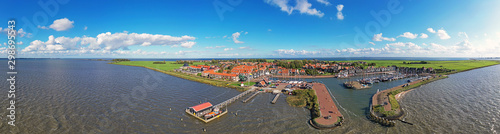 Aerial from the traditional village Marken at the IJsselmeer in the Netherlands photo