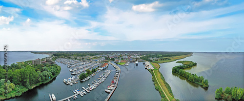 Panoramic aerial from the harbor from Almere in the Netherlands