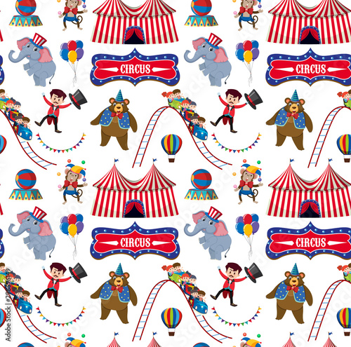 Seamless background design with circus animals