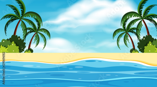 Landscape background design of ocean at day time