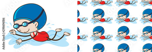 A seamless pattern on white of simple kid characters