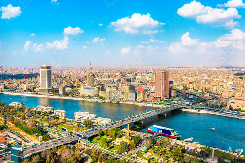 Obraz na płótnie Cairo and Nile from above w salonie
