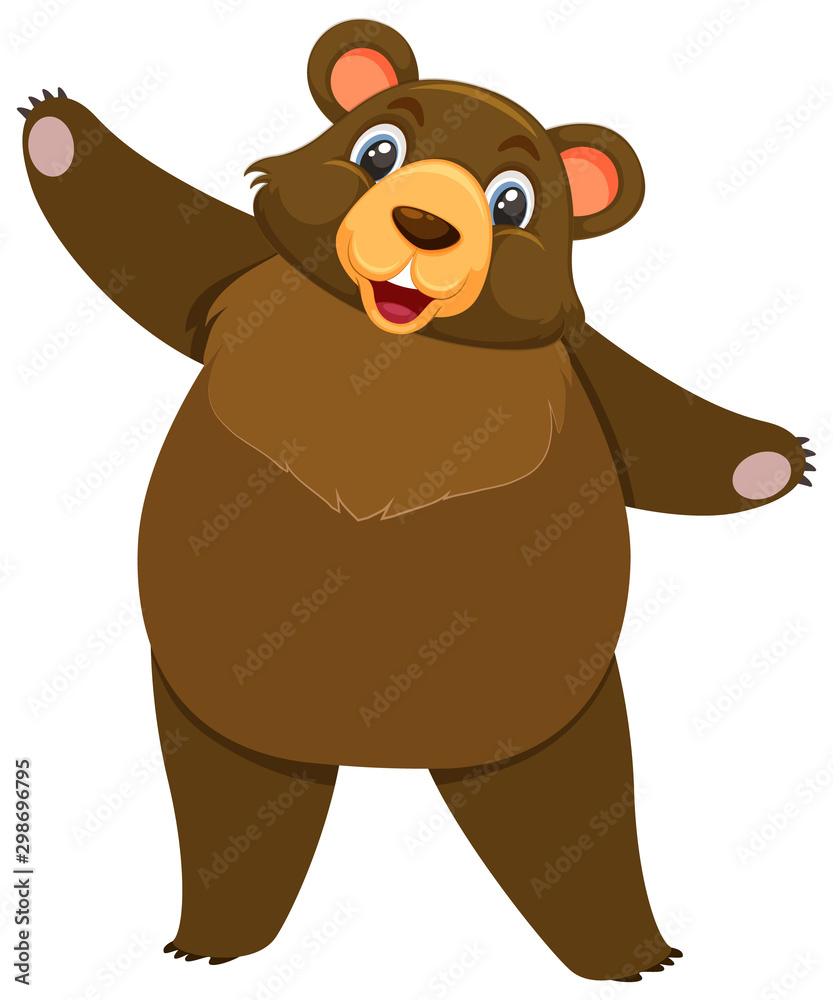 Fototapeta premium Single character of grizzly bear on white background