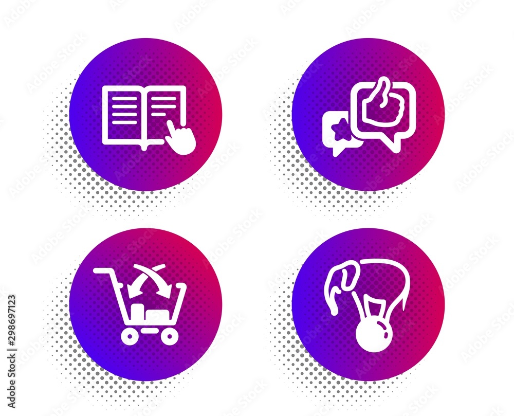 Cross sell, Like and Read instruction icons simple set. Halftone dots button. Elephant on ball sign. Market retail, Star rating, Opened book. Circus show. Business set. Vector Cross sell, Like and Read instruction icons simple set. Halftone dots button. Elephant on ball sign. Market retail, Star rating, Opened book. Circus show. Business set. Vector