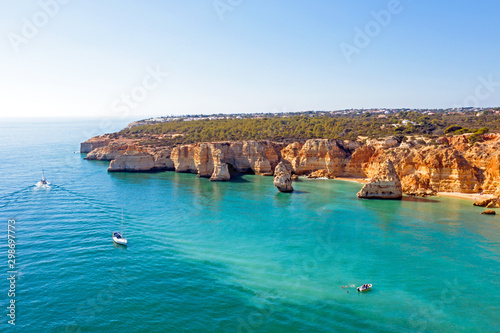 Aerial from Praia de Marinha in the Algarve Portugal