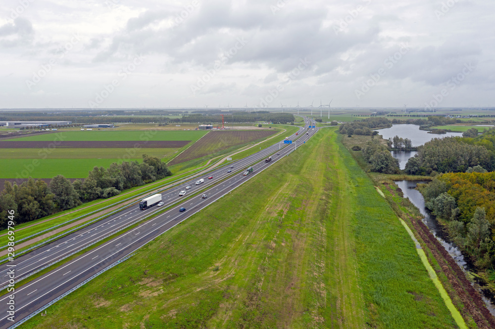 Highway A1 near Amsterdam in the Netherlands