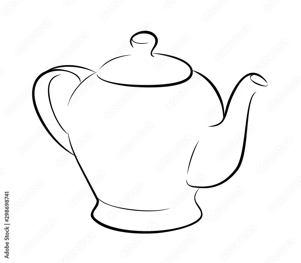 Obraz premium Sketch of ceramic teapot.