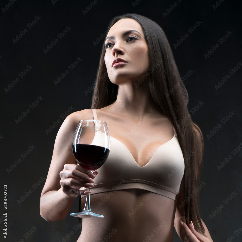 woman with glass of red wine woman with glass of red wine