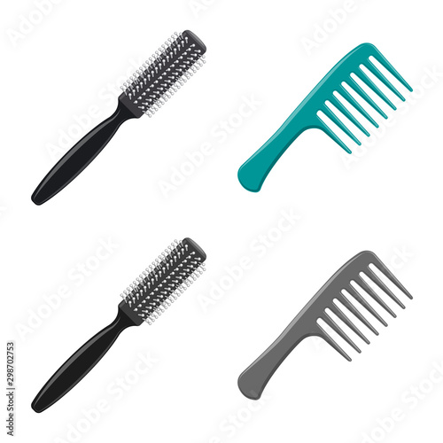 Vector illustration of brush and hair symbol. Collection of brush and hairbrush stock vector illustration.