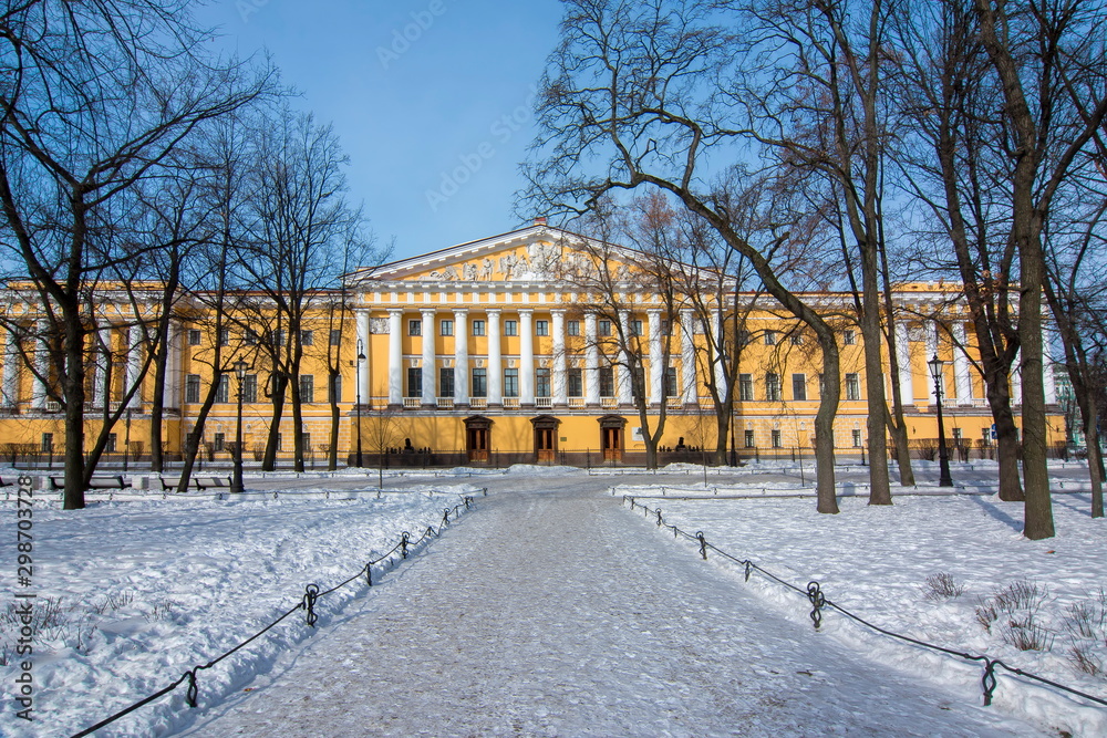 Admiralty building in Saint Petersburg in winter, Russia