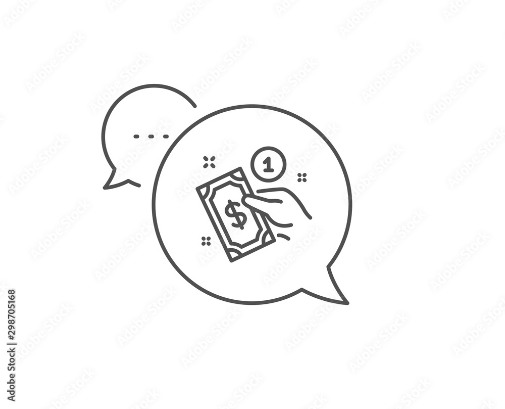 Payment method line icon. Chat bubble design. Give cash money sign. Outline concept. Thin line payment method icon. Vector Payment method line icon. Chat bubble design. Give cash money sign. Outline concept. Thin line payment method icon. Vector
