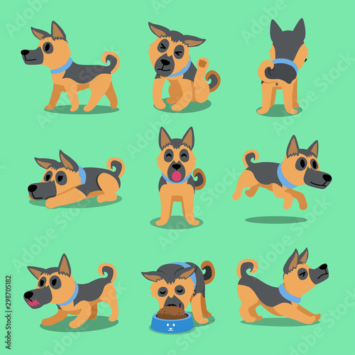 Cartoon character german shepherd dog poses for design.