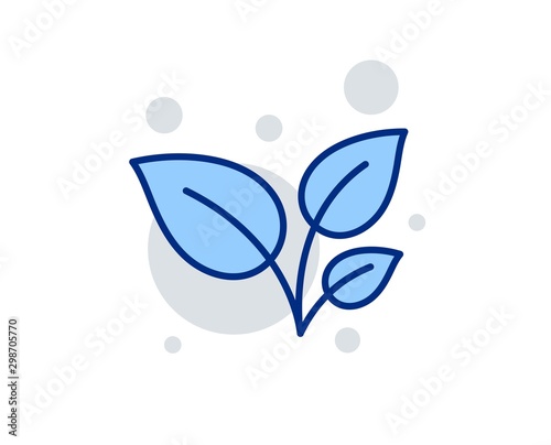 Leaves line icon. Grow plant leaf sign. Environmental care symbol. Linear design sign. Colorful leaves icon. Vector