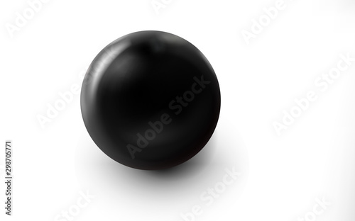 Mockup of blank glossy black sphere or orb 3d. Icon abstract symbol. Template vector illustration for design and branding.