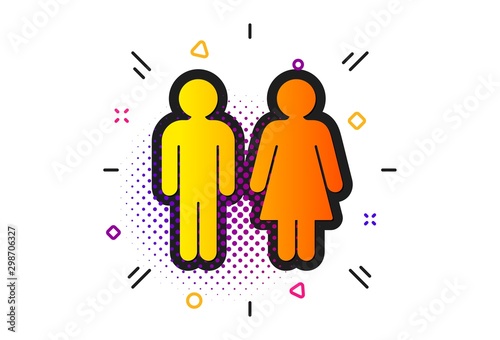 WC toilet sign. Halftone circles pattern. Restroom icon. Public lavatory symbol. Classic flat restroom icon. Vector