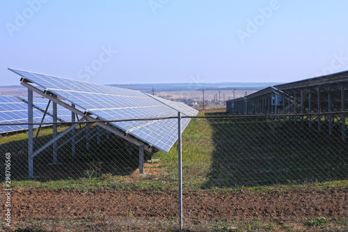 Solar panel plant. Sun energy is green innovation and clean for environmental.