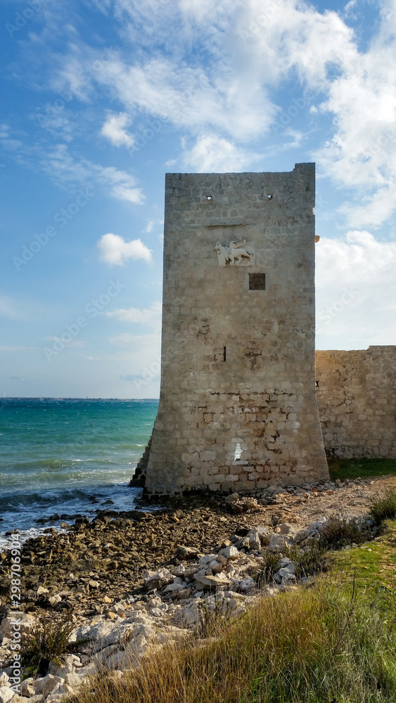 Ruin of the castle at the sea. Kastelina Castle. Vir, Croatia