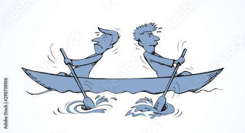 Row in different directions. Vector drawing