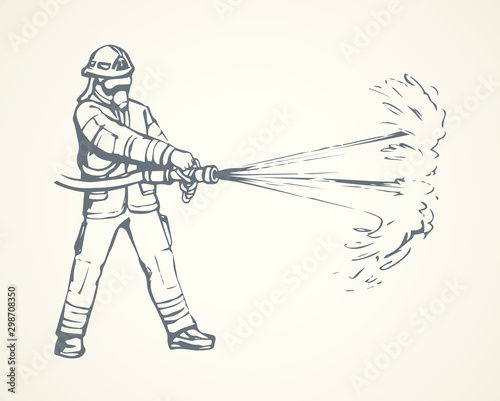 Firefighter. Vector drawing
