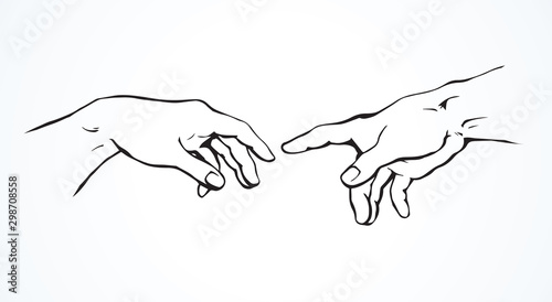 Valokuva Hands of the creation of Adam. Vector drawing