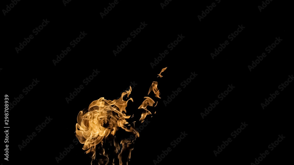 Fototapeta premium Fire flames on black background. fire on black background isolated. fire patterns