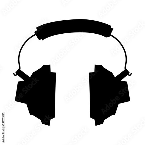 Vector silhouette of headphones. Motives of listening to music, electronic gadget, personal sound device
