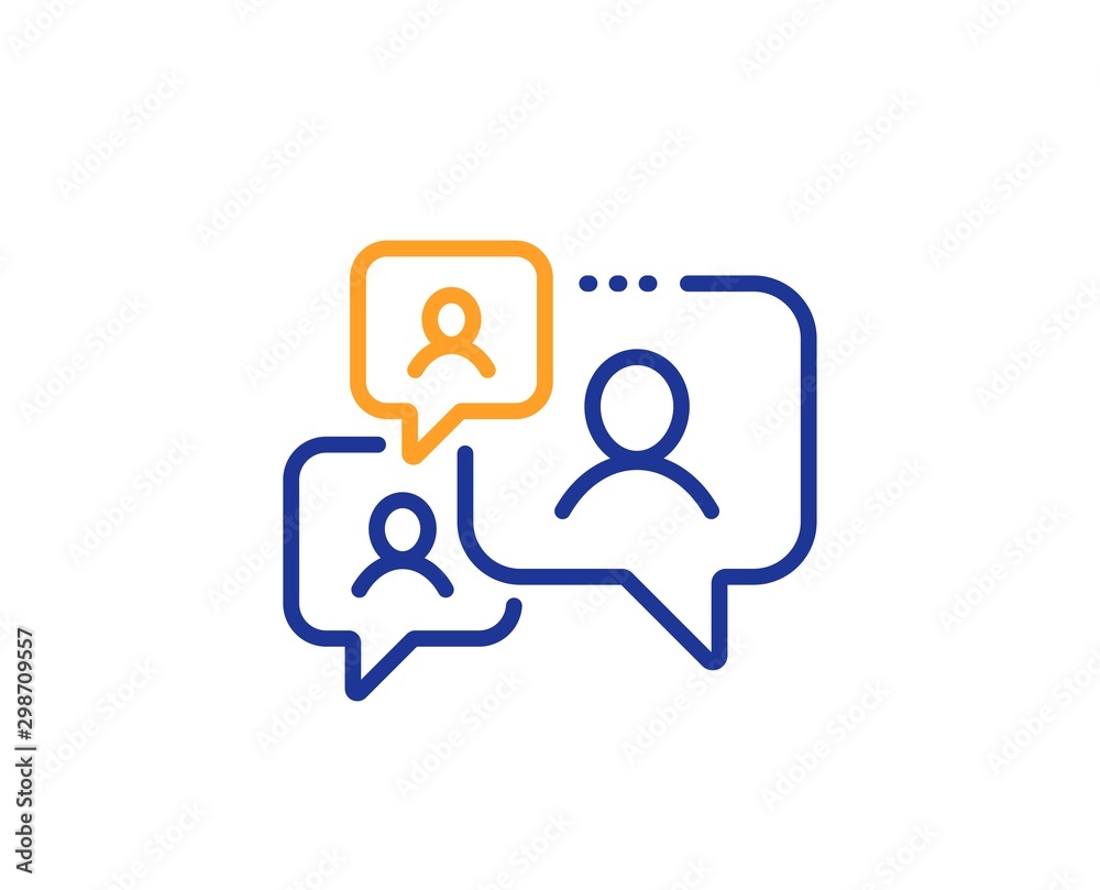 Comments sign. Support chat line icon. Speech bubble message symbol. Colorful outline concept. Blue and orange thin line support chat icon. Vector Comments sign. Support chat line icon. Speech bubble message symbol. Colorful outline concept. Blue and orange thin line support chat icon. Vector