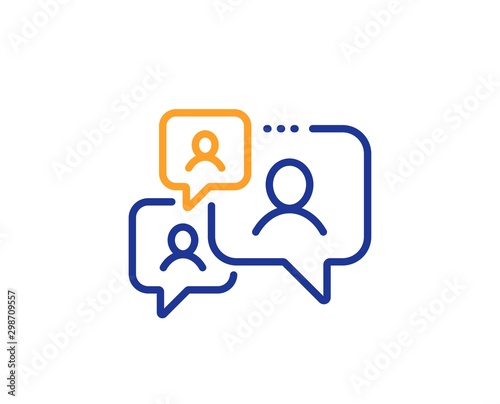 Comments sign. Support chat line icon. Speech bubble message symbol. Colorful outline concept. Blue and orange thin line support chat icon. Vector