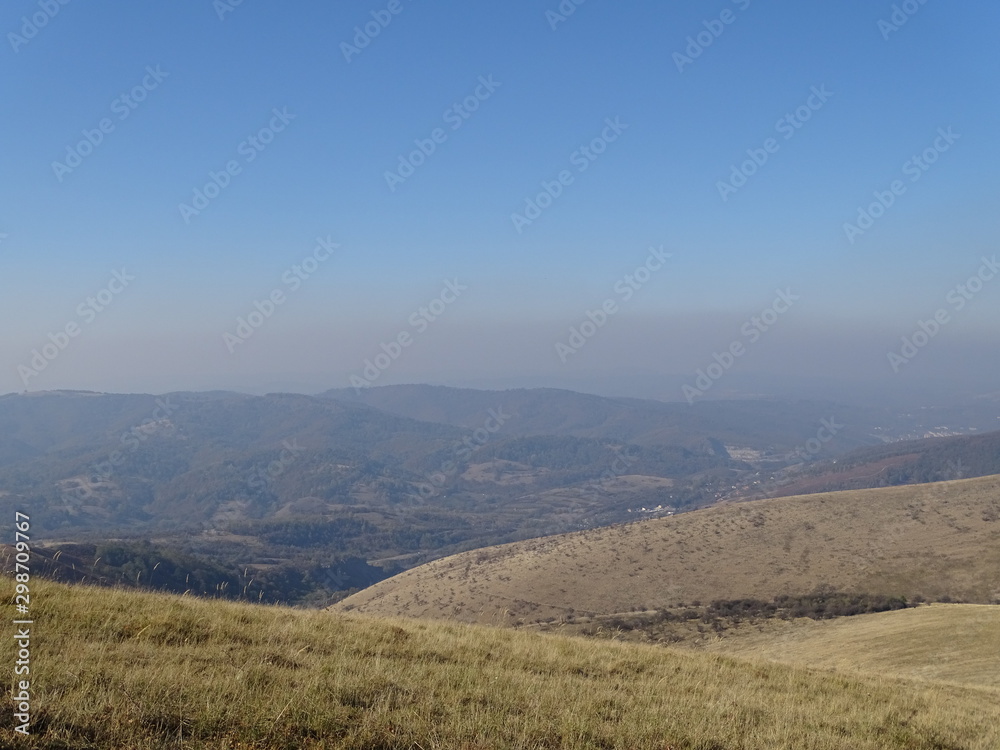 landscape with mountains and blue sky