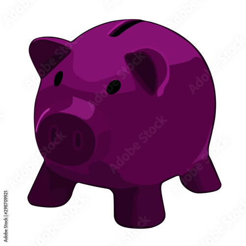 money box pink realistic vector illustration isolated