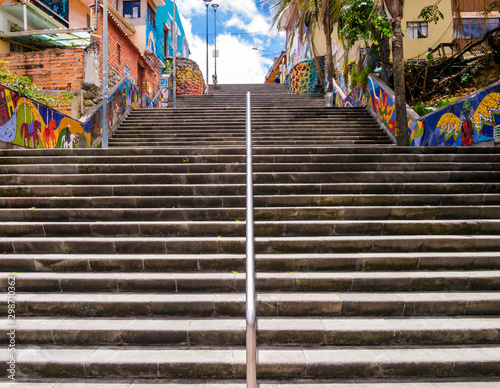 Colorful stairway in the city center of Cuenca, Ecuador photo