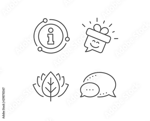 Smile line icon. Chat bubble, info sign elements. Gift box emoticon sign. Speech bubble symbol. Linear smile outline icon. Information bubble. Vector