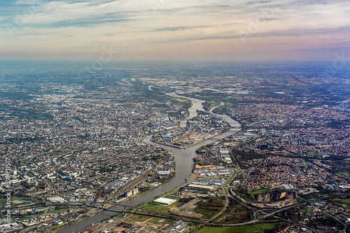 nantes from plane view vue d'avion en france