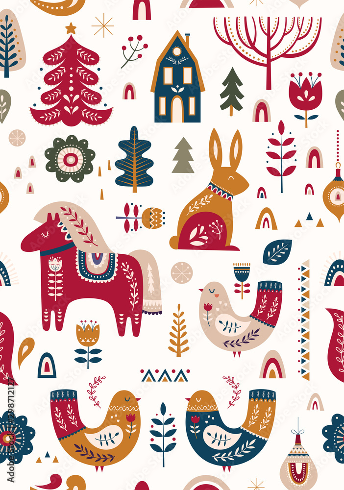 Fototapeta premium Seamless Christmas pattern