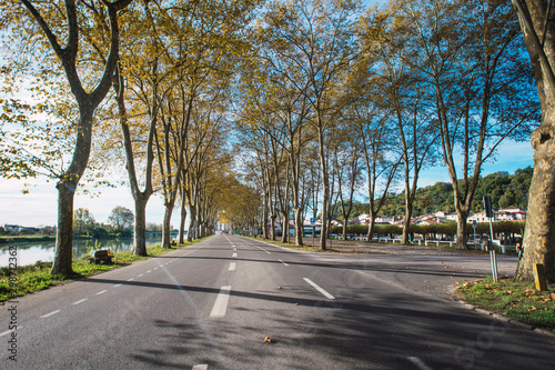 Peyrehorade, Landes / France »; October 25, 2019: Main road of the municipality of the Landes called Peyrehorade