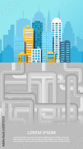 Urban canalization colorful poster