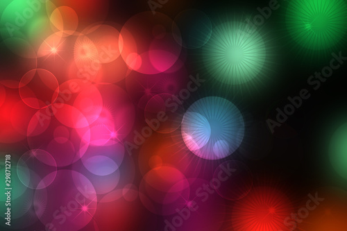 Abstract scene in universe. Abstract gradient dark red to light blue pink and green space cosmos universe background with stars and planets. Space for your design. Concept astrology an science. photo