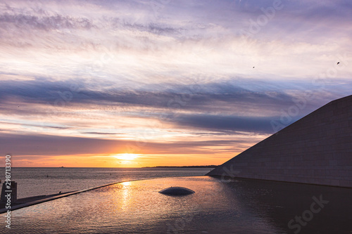 Sunset at the Champalimaud Foundation  Lisbon  Portugal