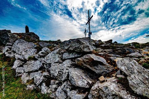 Cima del Monte Ernio, llena de cruces photo