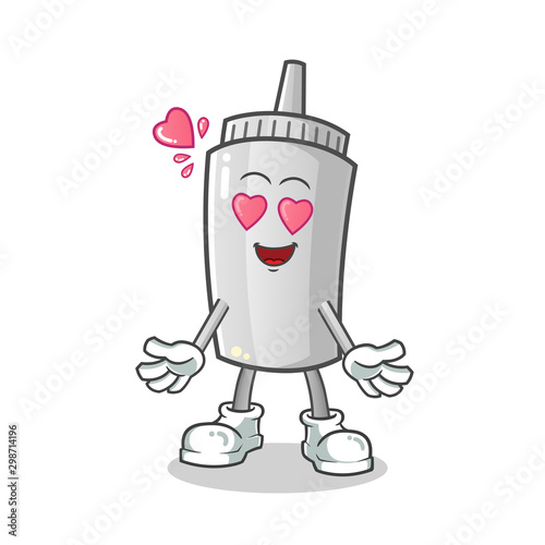 mayonnaise fall in love mascot vector cartoon illustration