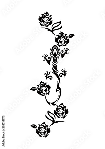 トライバル。 サラマンダーのタトゥー。 リザードのステッカーデザイン。