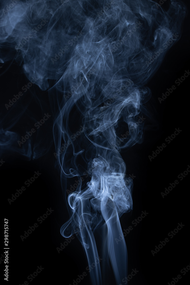 Fototapeta premium Blue smoke on black background, blue abstract smoke on black background, smoke background.