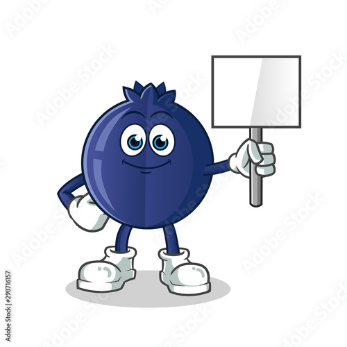 blue berry announcement board mascot vector cartoon illustration
