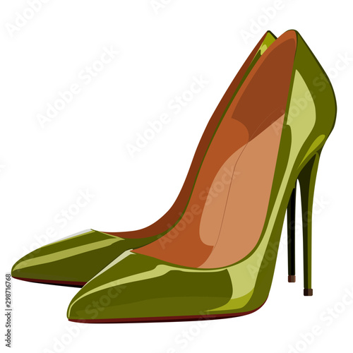 high heeled shoe yellow realistic vector illustration isolated