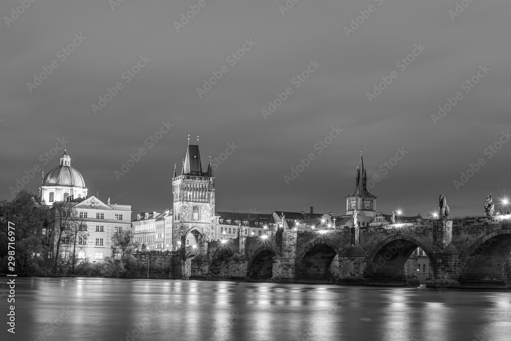 Charles Bridge on beautiful evening in Prague