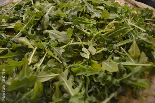Green Arugula Vegetable Texture Close Up