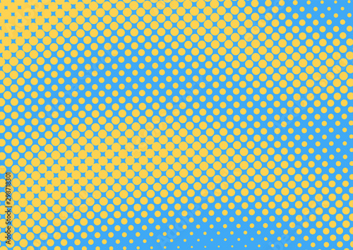 Blue and yellow pop art background in retro comic style with halftone dotted design, vector illustration eps10