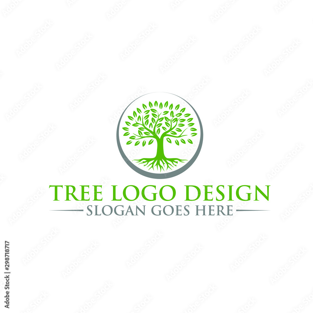 Fototapeta premium Tree and leaf logo design, logo design template