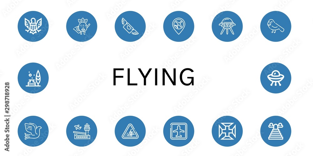 Set of flying icons such as Eagle, Superhero, Flying, Airport, Ufo, Parrot, Dove, Loose gravel, Portugal cross, Heaven, Feather , flying Set of flying icons such as Eagle, Superhero, Flying, Airport, Ufo, Parrot, Dove, Loose gravel, Portugal cross, Heaven, Feather , flying